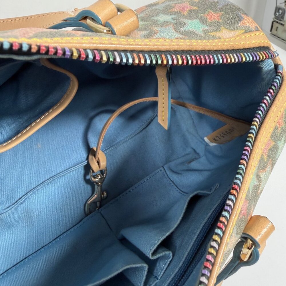 Dooney & Bourke Vintage Multicolored Stars Barrel Shoulder Bag Rainbow Zipper - Picture 12 of 16